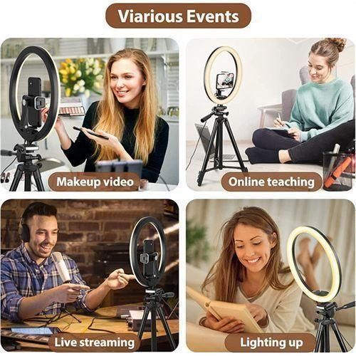Generic 26cm Tri-colour Dimmable LED Beauty Ring Light Tripod - Black - image 3