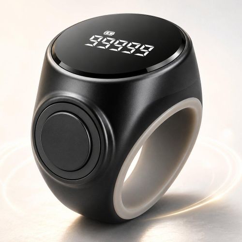 Generic S9 Rechargeable Smart Ring Counter, Black LED Digital Tasbih Clicker Ring for Prayer Counting - image 3