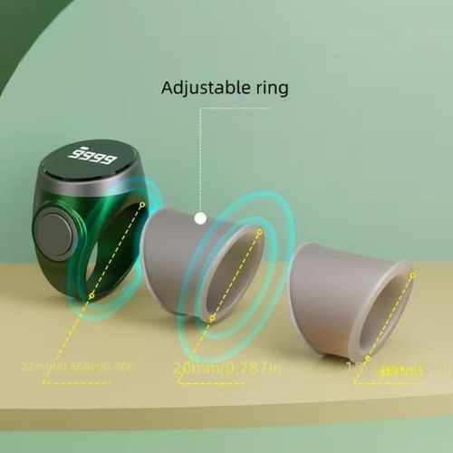 Generic S9 Rechargeable Smart Ring Counter, Black LED Digital Tasbih Clicker Ring for Prayer Counting - image 4
