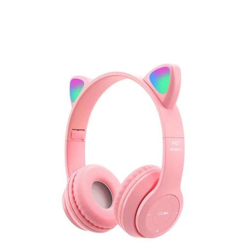product_image_name-Generic-Cat Ear Bluetooth Headphone with LED Light Smartphones – For Kids & Adults Catear Headset - Pink-1