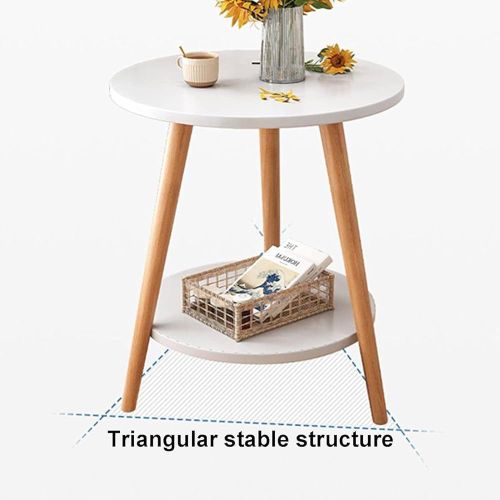 Generic 50cm Minimalist Double Layer Coffee Side Table- White/Brown - image 3