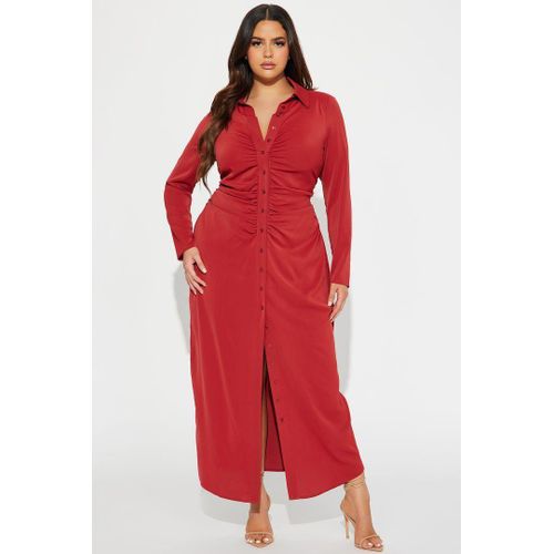 product_image_name-Allure-Ruched Long Sleeve Dress Birthday Outfits Elegant Evening Bandage Long Dress High Slit Button Club Party Dress-2