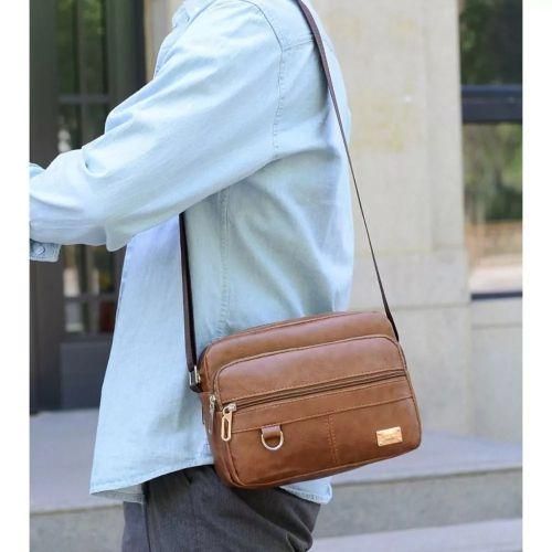 product_image_name-Fashion-PU Leather Shoulder Bag, New Casual Multi-layer Business Bag, Men's Crossbody Bag-5