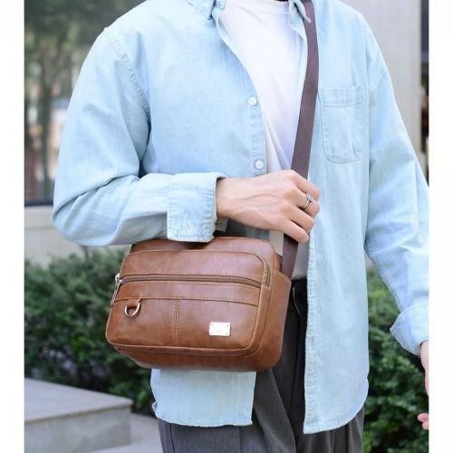 product_image_name-Fashion-PU Leather Shoulder Bag, New Casual Multi-layer Business Bag, Men's Crossbody Bag-8