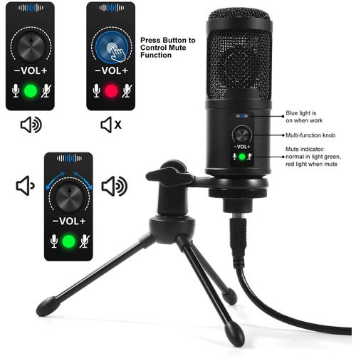 Upgraded USB Condenser Microphone for Computer, Great for Gaming, Podcast,  LiveStreaming,  Recording, Karaoke on PC, Plug & Play, with