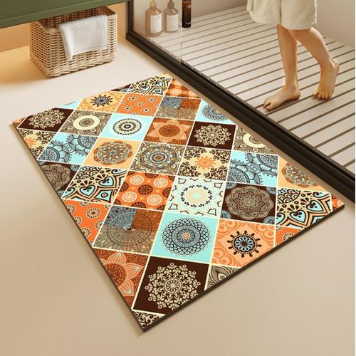 product_image_name-Generic-Tile Pattern Printed Non Slip Shower Mat, Comfortable Bath Mat for Textured Surface, Without Suction Cups  Quick Drying Easy Cleaning Shower Floor Pad for Wet Area for Shower/Bathtub/Kitchen/Laundry Room,40*60cm-1