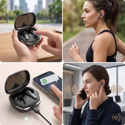 Generic Bluetooth 5.4 TWS True Wireless Earbuds Half In-Ear IPX4 Sweatproof Earphones, Touch Control Dual Ear Call，Hi-Fi Stereo Sound - image 6