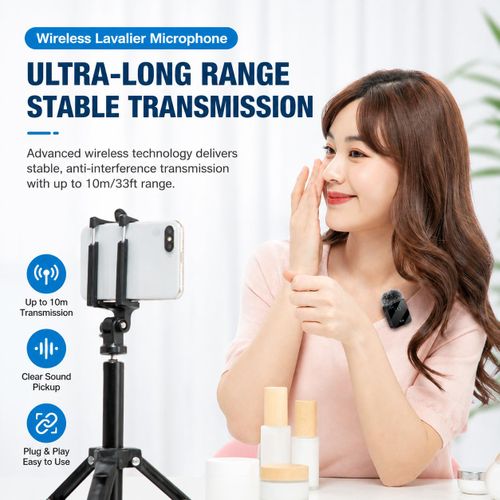 Generic 2-in-1 Wireless Lavalier Microphone, Plug-and-Play Lapel Mic with Noise Reduction for Vlogging & Live Streaming - image 2