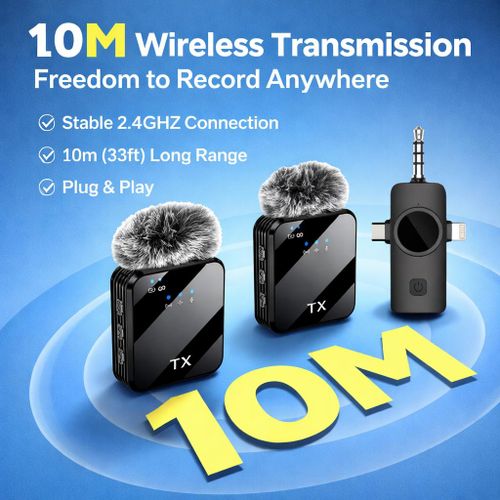 Generic 2-in-1 Wireless Lavalier Microphone, Plug-and-Play Lapel Mic with Noise Reduction for Vlogging & Live Streaming - image 4