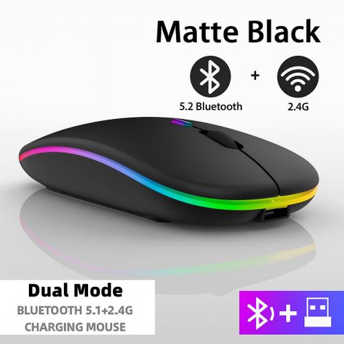 Generic Bluetooth 5.2 + 2.4G Wireless Rechargeable LED Mouse for Laptop, Phone, PC & Mac – Black