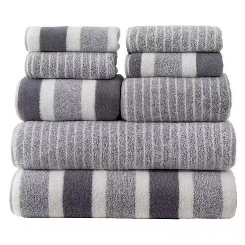 Generic 8pcs Bath Towels+Facial Towels+Hand Towels Soft Towel-grey - image 2