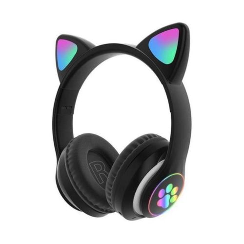 Generic Cute Cat Ear Wireless Headphones with LED Lights, Bluetooth - Black