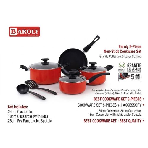 BAROLY 9-Piece Non-Stick Granite Cookware Set