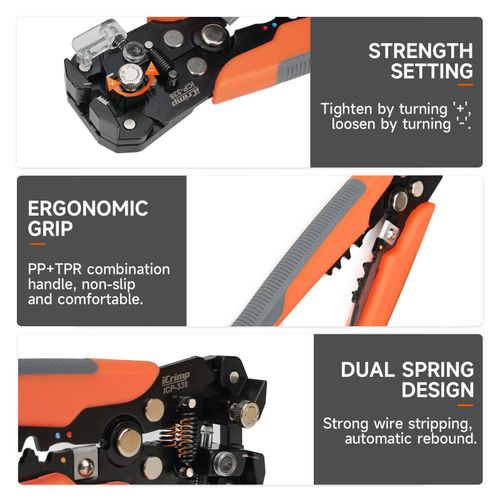 Generic Wire Stripper Tool Set: Adjustable wire stripper for 22-10 AWG wire, includes insulated terminals and cable ties - image 5