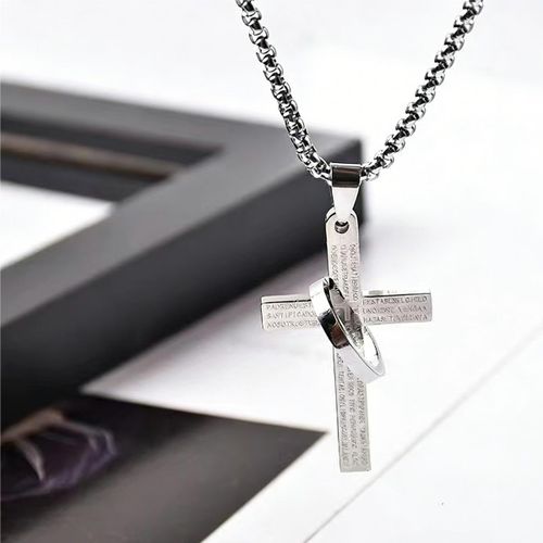 product_image_name-Fashion-ASCENT Hip-Hop Style Engraved Cross Silver Necklace - Unisex Jewelry Pendant Chain for Men & Women-3