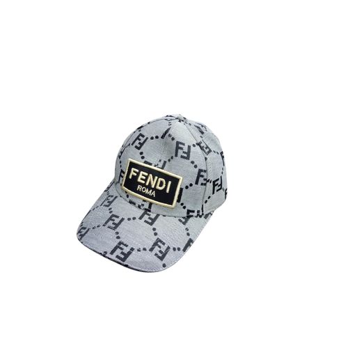 product_image_name-Roma-Fendi Monogram Designer Baseball Cap – Premium Grey & Black Adjustable Hat-1