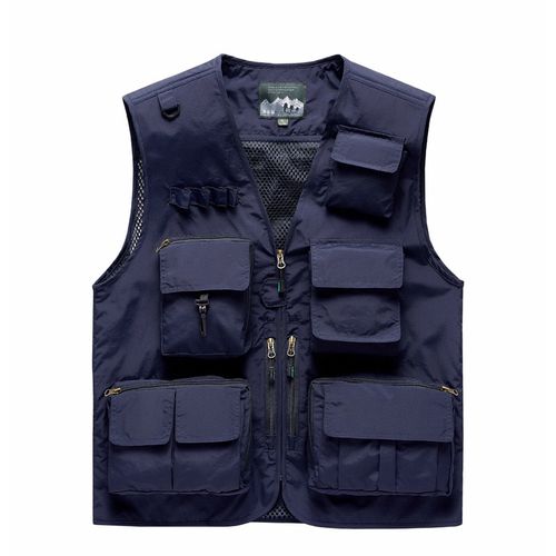 Shop Generic Mesh Multi-pocket Vest Men Women Outdoor Sport Fishing Vest  Photography Work Clothes Casual Cargo Vest Jacket 8898 Navy Blue Online