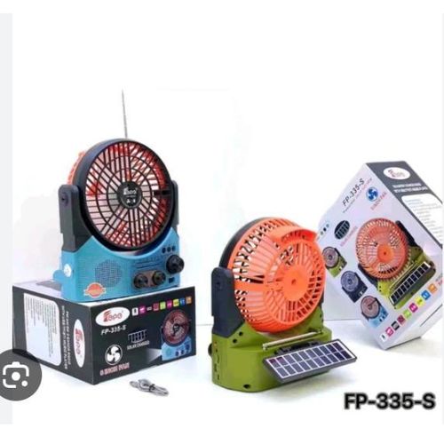 AD 2 in 1 Portable Desktop Solar Rechargeable  Radio Fan  - Multicolours - image 2