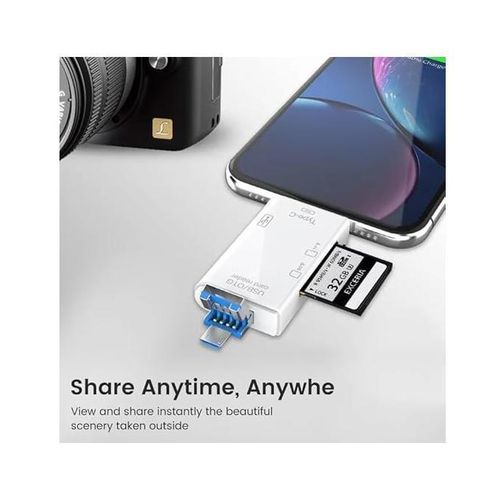 Generic Memory Cards Camera Memory Card Reader Clothes  Memory Card Reader 6-In-1 USB 2.0 Type C Card Reader -Computer Accessories -White - image 8