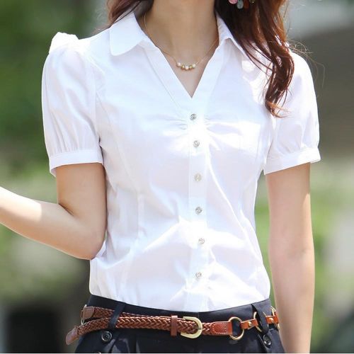 Summer Blouse Shirt for Women Fashion Short Sleeve Shirt Collar