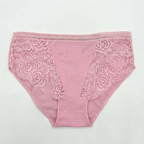 product_image_name-Fashion-Women's Cotton Underwear High Waist Hipster Briefs Lace Stretch Comfortable Breathable Panties Pack of 6 - Multicolour-3