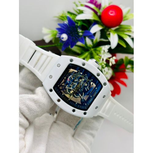 product_image_name-Quartz-Fashionable Unisex Elegant Watch - Sports/Business/Casual/Street Life Silicone Timepiece with Metal Case -Water-Resistant (White & Yellow)-1