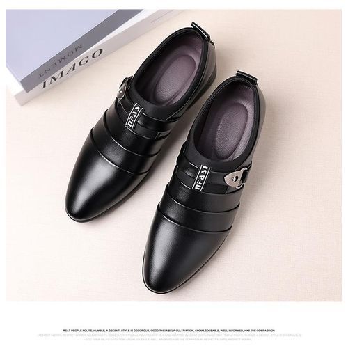 product_image_name-BLWOENS-Men's Oxford Shoes Comfort Slip on Dress Loafers Monk Strap Vintage Fashion Pointed Toe Buckle Chunky Formal Leather Shoes large size-Black - Black - EU 44-4