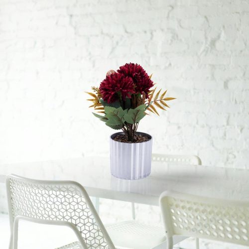 product_image_name-Other-Artificial Flower in Pot Chrysanthemums Maroon 9X5.5inch 1pc - Multicolor -3