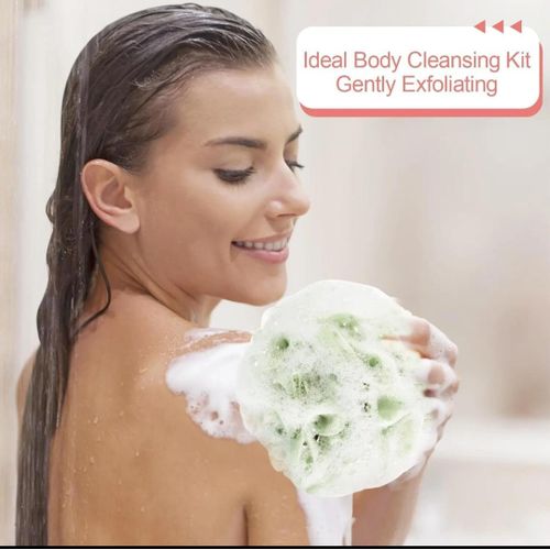Ba 4pc multi potable shower sponge conch flower bath ball mesh sponge
