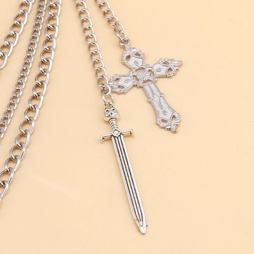 Fashion Women's Multi-Layered Cross & S word Pant Chain - Gothic Punk Waist Chain Accessory - image 6