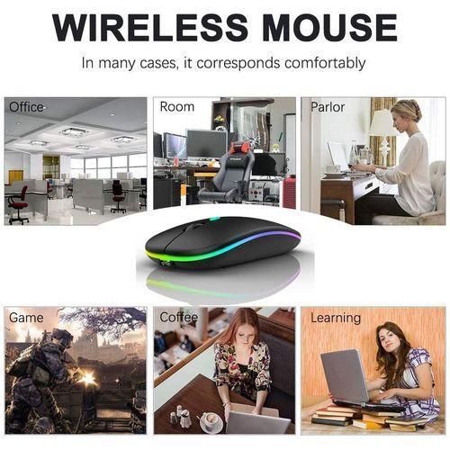 product_image_name-Generic-Wireless 2.4GHz Mice Rechargeable Mute - Black-6