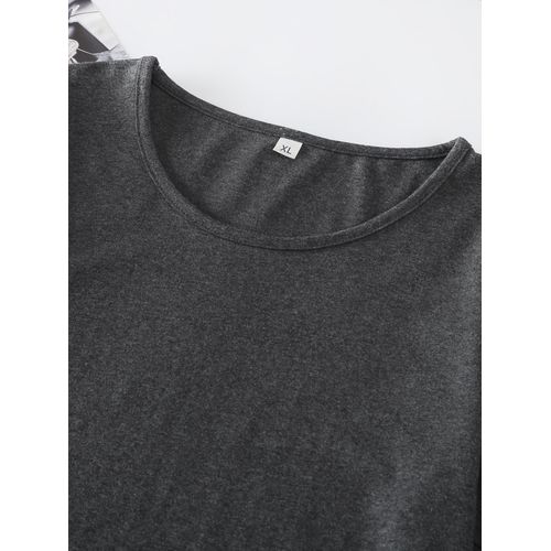 product_image_name-Fashion-Women's Short Sleeve Solid Color T-shirt Dress Ladies Casual Tshirt Gowns Soft Stretch Crew Neck-Gray-4