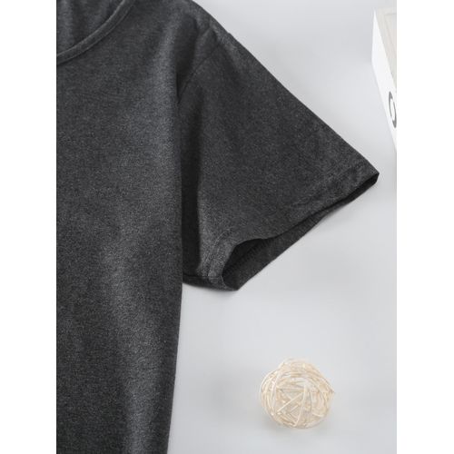 product_image_name-Fashion-Women's Short Sleeve Solid Color T-shirt Dress Ladies Casual Tshirt Gowns Soft Stretch Crew Neck-Gray-5