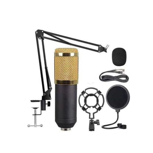product_image_name-Generic-BM800 Microphone Kit Professional Condenser Microphone Bundle for Studio Recording and Live Broadcasting Suspension Kit Studio Live black Condenser Microphone Recording Stand  Large Diaphragm Live Set - Black Gold-1