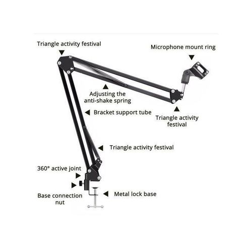 product_image_name-Generic-BM800 Microphone Kit Professional Condenser Microphone Bundle for Studio Recording and Live Broadcasting Suspension Kit Studio Live black Condenser Microphone Recording Stand  Large Diaphragm Live Set - Black Gold-6