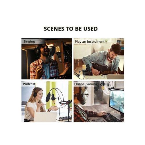 product_image_name-Generic-BM800 Microphone Kit Professional Condenser Microphone Bundle for Studio Recording and Live Broadcasting Suspension Kit Studio Live black Condenser Microphone Recording Stand  Large Diaphragm Live Set - Black Gold-8