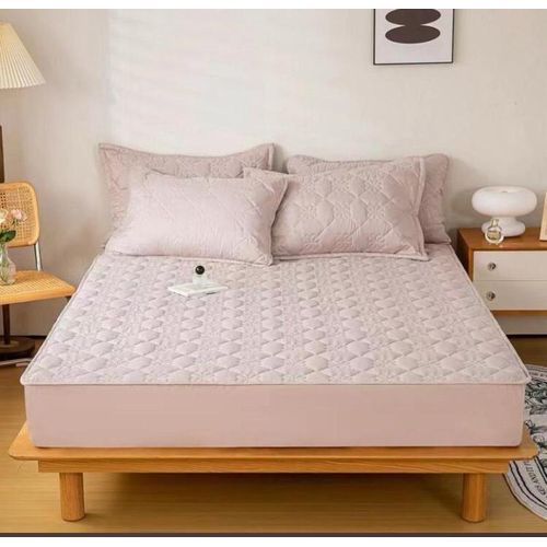 product_image_name-Generic-Queen Size Water Proof Bed Cover With Two Pillow Cases - Peach-1