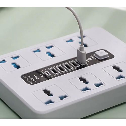 product_image_name-Generic-Power Strip with USB C, Universal Extension Cord with 6 Wide AC Outlets,1 pd and 5 USB Ports, 110-220v, Wall Mount International Plug Extender for Overseas Travel Work-1