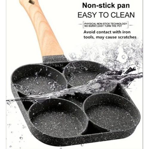 Generic 4 in 1 Egg/ Pancake Skillet with wooden Handles - Black.