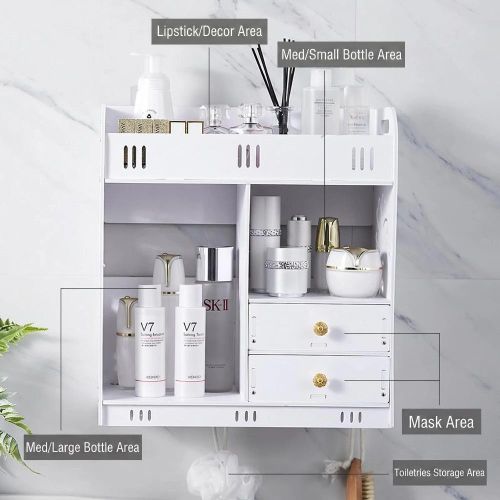 SIKITUT Bathroom Drawer Storage Rack Wall Mounted Bathroom Organizer White - image 2