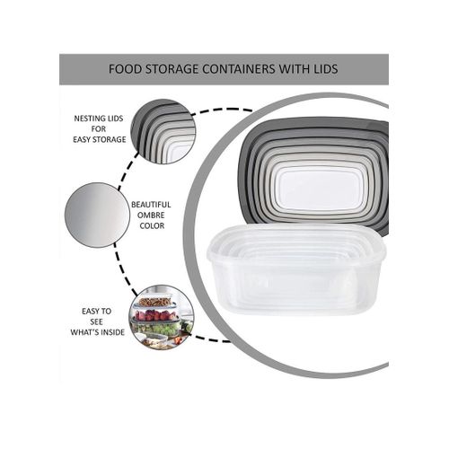 product_image_name-Generic-7 Pieces Plastic Food Storage Container Set - Airtight Containers with Lids for Kitchen & Meal Prep -8