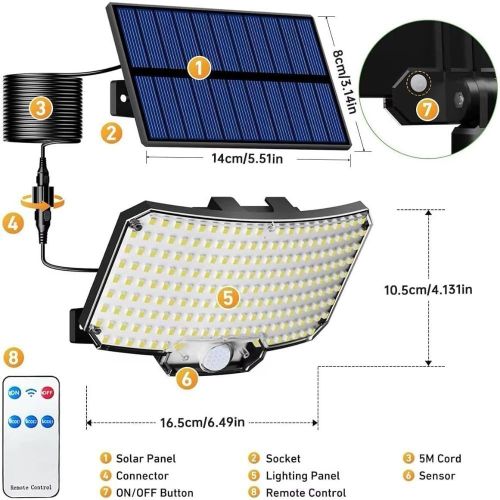 product_image_name-addigoes-Solar Lights for Outside, 4600Lum 234 LED Solar Lights Outdoor, Motion Sensor Dusk to Dawn Solar Powered Security Flood Light, Split 16.5ft Cable for Wall Shed Garden -2
