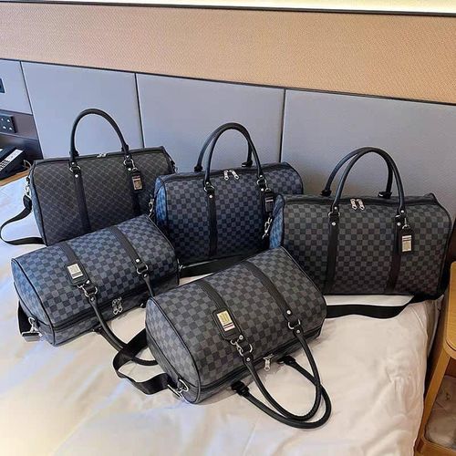 product_image_name-Generic-Newly Unisex  Luxury Travel Duffle Bag _ Classic Checked patterns /Gray & Black-4