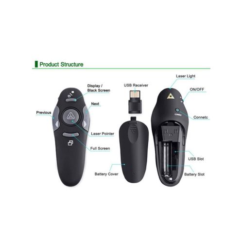 product_image_name-Generic-2.4GHz Wireless Presenter Laser Pointer With USB Receiver For PowerPoint Control - Black-6