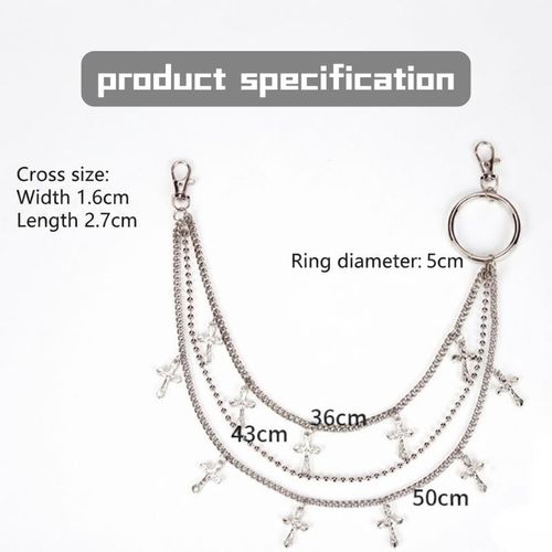 Fashion Silver Cross Pants Chain Multi-Layered Gothic Punk Jeans Chain Accessory - image 5