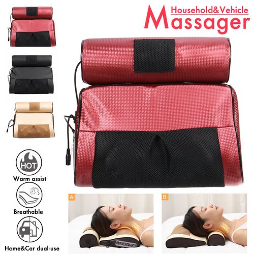 8D Head Electric Massage Pillow Infrared Heating Neck Massager, at Home Car