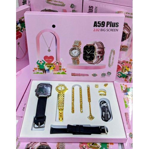 product_image_name-Smartwatch-A59 Plus Smart Watch Gift Set – 2.02 Big Screen with Jewelry Combo for Women – Multicolor -2