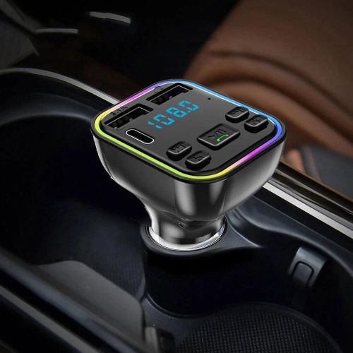 product_image_name-Generic-G38 Multifunction Car Wireless Bluetooth 5.0 FM Transmitter - Dual USB 3.1A Fast Charger + PD Type-C, Hands-Free Calling, Lossless MP3 Music Player, Voice Assistant, 7-Color RGB LED Light & TF/U-Disk Support - Black-4