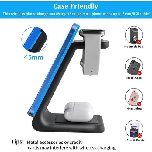 product_image_name-Generic-3 in 1 Portable Multifunctional Wireless Charger Stand - Black-1