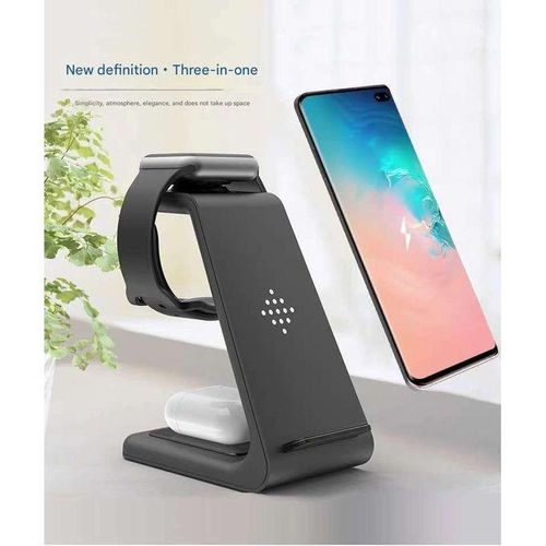 product_image_name-Generic-3 in 1 Portable Multifunctional Wireless Charger Stand - Black-2